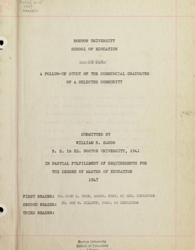 A follow-up study of the commercial graduates of a selected community