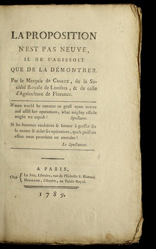 La proposition n'est pas neuve, il ne s'agissoit que de la de montrer