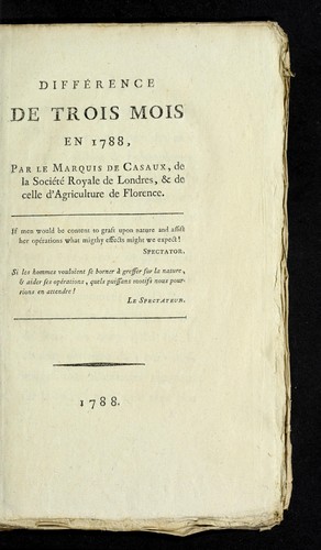 Diffe rence de trois mois en 1788