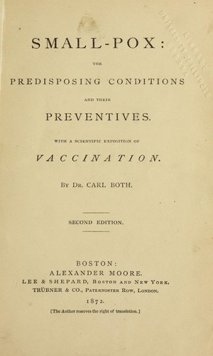 Small-pox: the predisposing conditions and their prevention