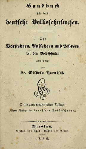 Handbuch fu r das deutsche Volksschulwesen
