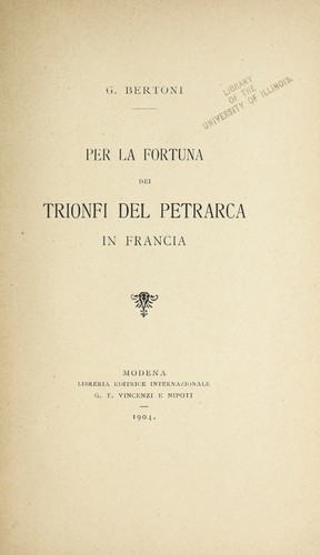 Per la fortuna dei Trionfi del Petrarca in Francia