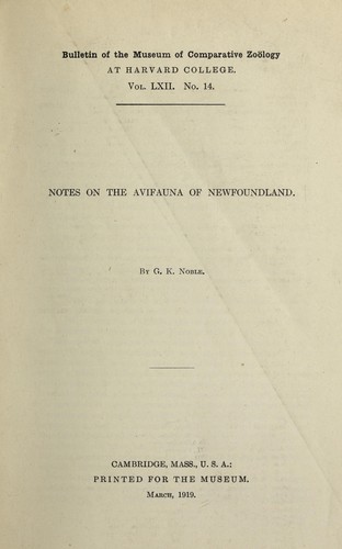 Notes on the avifauna of Newfoundland