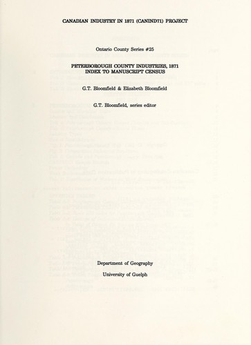 Peterborough County industries, 1871