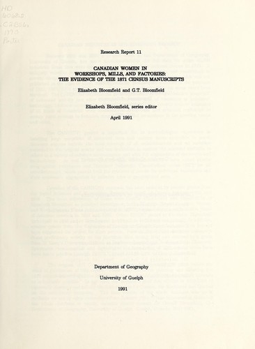 Canadian women in workshops, mills, and factories