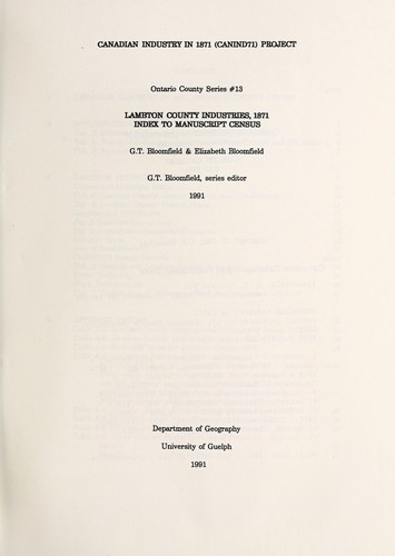 Lambton County industries, 1871