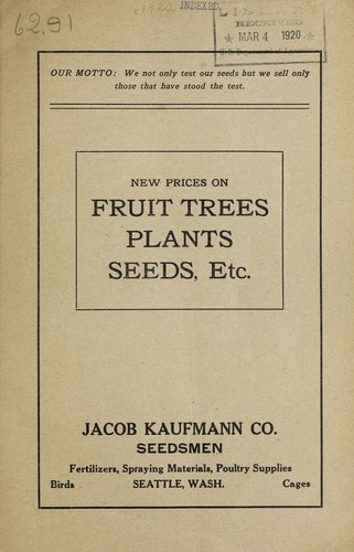 New prices on fruit trees, plants, seeds, etc