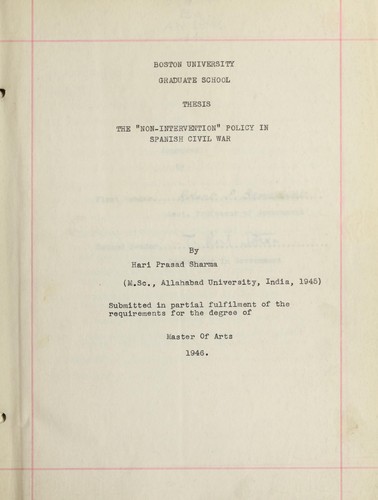 The "non-intervention" policy in Spanish civil war