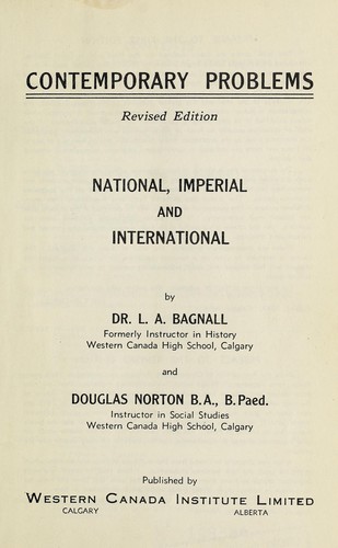 Contemporary problems, national, imperial and international
