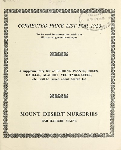 Corrected price list for 1920
