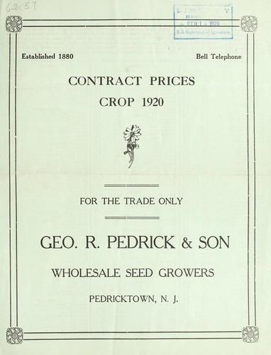 Contract prices crop 1920