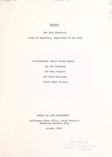 Dos Rios Reservoir, Corps of Engineers, Department of the Army