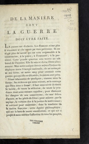 De la manie  re dont la guerre doit e tre faite