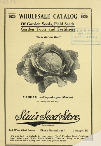 1920 wholesale catalog of garden seeds, field seeds, garden tools and fertilizers
