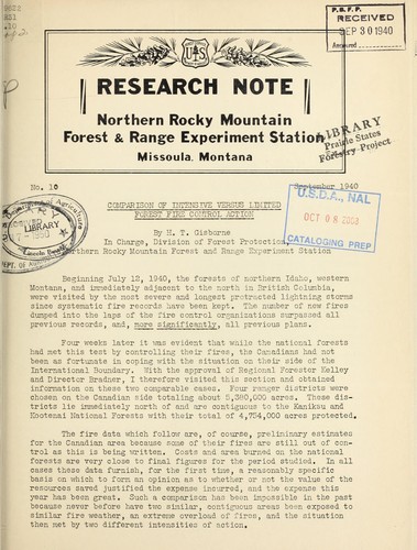 Comparison of intensive versus limited forest fire control action