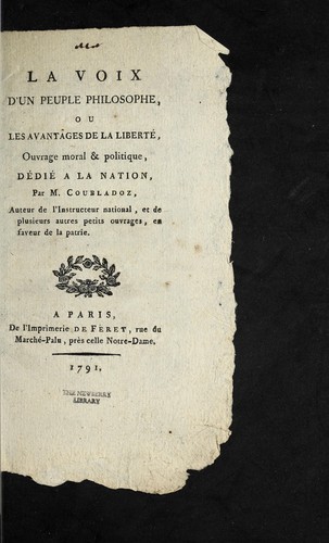 La voix d'un peuple philosophe, ou, Les avantages de la liberte