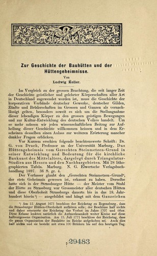 Zur Geschichte der Bauhu tten und der Hu ttengeheimnisse