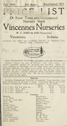 Price list of fruit trees and ornamental nursery stock