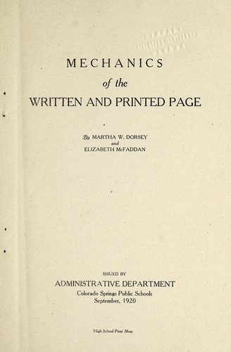 Mechanics of the written and printed page