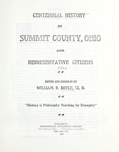 Centennial history of Summit County, Ohio and representative citizens