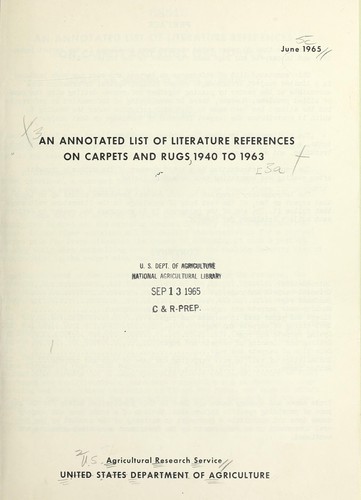 An annotated list of literature references on carpets and rugs 1940 to 1963