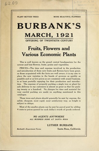 Burbank's March, 1921 offering of twentieth century