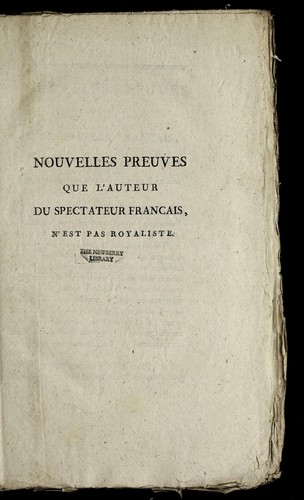 Nouvelles preuves que l'auteur du Spectateur français n'est pas royaliste