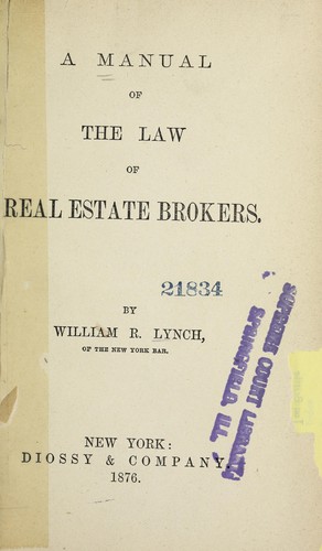 A manual of the law of real estate brokers