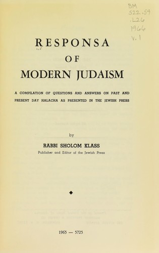 Responsa of modern Judaism