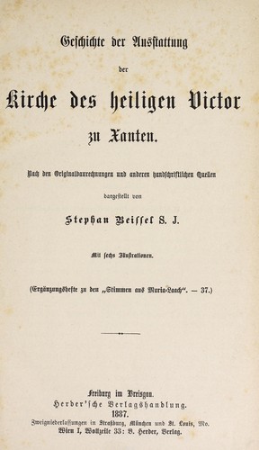 Geschichte der Ausstattung der Kirche des heiligen Victor zu Xanten