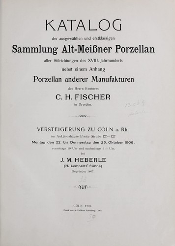 Alt Meissner Porzellan aller Stilrichtungen des XVIII. Jahrhunderts