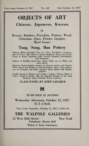 Objects of art: Chinese, Japanese, Korean, in bronze, bamboo, porcelain, pottery, wood, cloisonne, glass, pewter, lacquer, hard stones; Tang, Sung, Han pottery