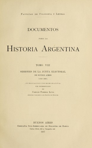 Sesiones de la Junta electoral de Buenos Aires (1815-1820)