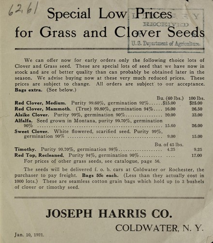 Special low prices for grass and clover seeds
