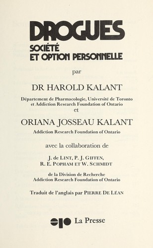 Drogues, Socie te  et option personnelle