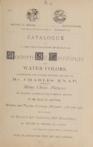Catalogue of...[his] collection...of modern oil paintings and water colors