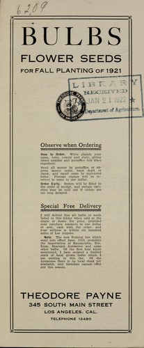 Bulbs, flower seeds for fall planting of 1921