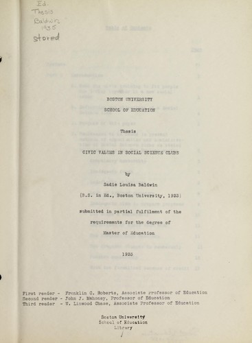 Civic values in social science clubs