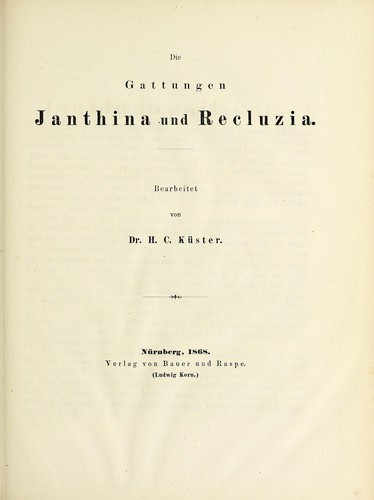 Die Gattungen Janthina und Recluzia
