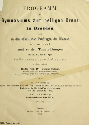 Apion der Grammatiker und sein Verhältnis zum Judentum