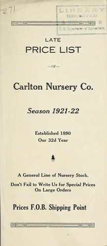 Late price list of Carlton Nursery Co