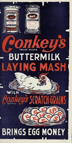 Conkey's trade mark buttermilk laying mash with Conkey's scratch grains