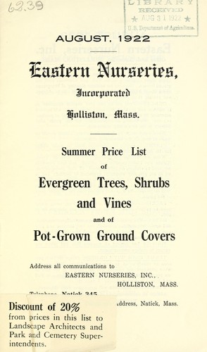 Summer price list of evergreen trees, shrubs and vines and of pot-grown ground covers
