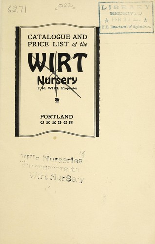 Catalogue and price-list of Wirt Nursery