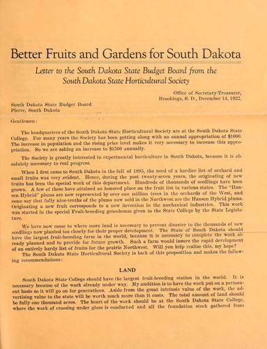 Better fruits and gardens for South Dakota