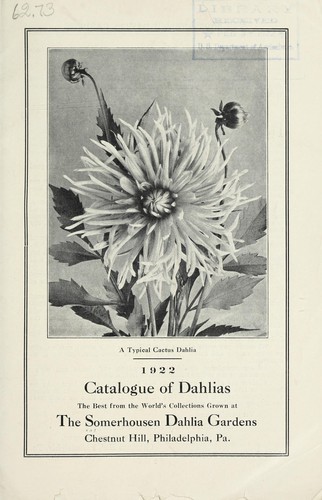 1922 catalogue of dahlias
