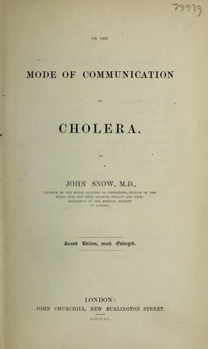 On the mode of communication of cholera