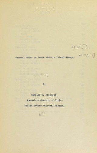 General notes on South Pacific island groups