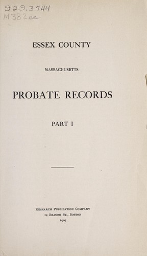 Essex County, Massachusetts probate records