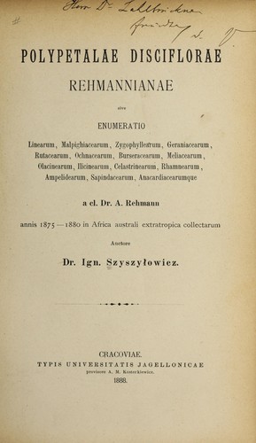 Polypetalae disciflorae Rehmannianae
